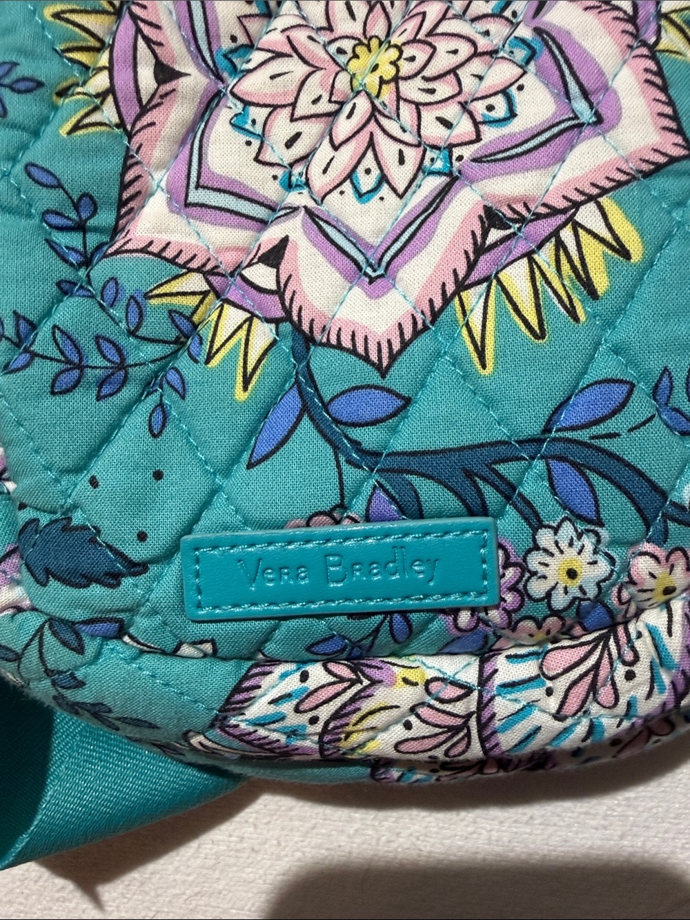 Vera Bradley Teal Floral Quilted Crossbody Sling Bag - Picture 6 of 7